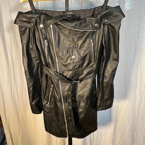 FOREVER 21 new with rage mini black fake leather dress